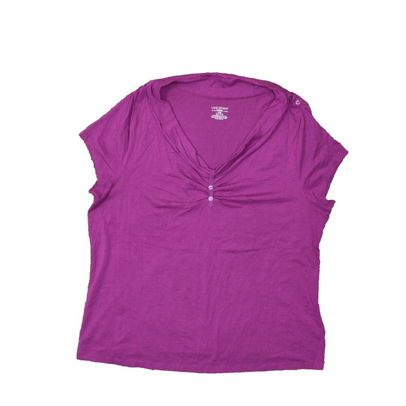 Lane Bryant Women's Plus Size 22/24 Blouse Top Short Sleeve Purple Solid Polyest - Picture 1 of 8